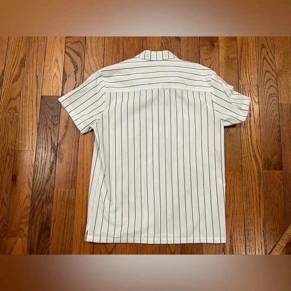 Aeropostale Chevrolet Corvette Mechanic Striped Collar Shirt Mens Medium Button - Picture 9 of 10